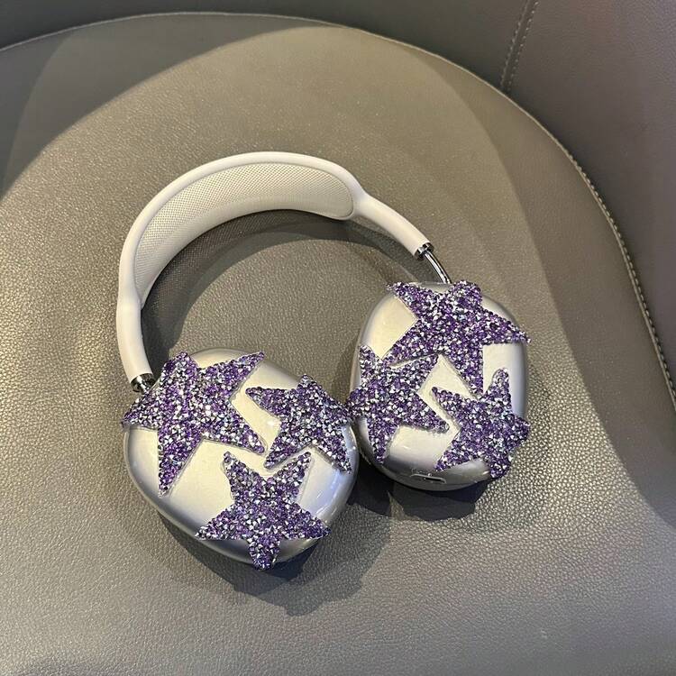 一对可爱闪光星星保护套耳罩，适用于 Max 耳机 - 彩色 - 查看 12