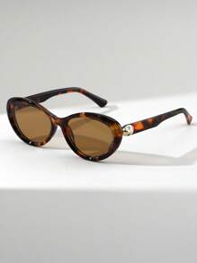 1 Paar Damen Katzenaugen-Leoparden-Muster Vintage vielseitige Straßenmode Modebrillen für Sommer Strand Urlaub, Outdoor, Reisen