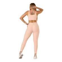 GAROTAFIT Fitness Set High Neck Top Jogger Pants High Waist Polyamide UV50+ - 淺粉色 - 查看 9
