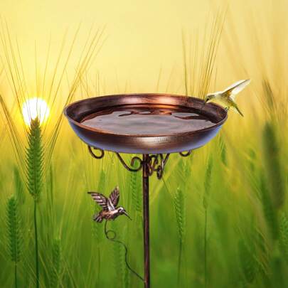 1pc Metal Bird Bath, Outdoor Bird Feeder, Garden Decoration, Standalone Bird Feeder Stand, Garden-Yard