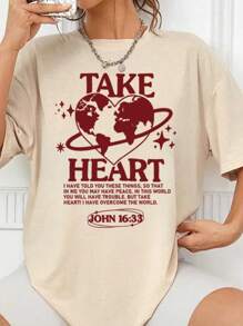 Women's Personalized Print Pattern Round Neck Short Sleeve Casual T-Shirt, Fashionable Versatile For Daily Wear, Spring/Summer