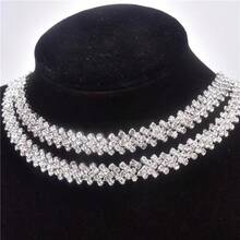 1 Yard/36 Inch Silver White 5 Rows Rhinestone Chain Trim, DIY Decoration For T-Shirt, Jacket, Dance Costume, Wedding Dress Neckline, Clothing, Bag, Shoes, Hat, Jewelry, Handicrafts, Wedding Decoration - Black - View 11