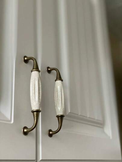 6 Pieces/Set & 2 Pieces/Set Vintage Crackle Pattern Cabinet Handles, Zinc Alloy Ceramic Drawer Handles, Long Rectangular Handles, Premium Furniture Handles - Suitable For Kitchen, Wardrobe, Dining Room, Rust-Proof & Corrosion-Resistant