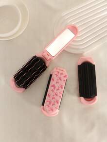 1支粉色蝴蝶图案折叠梳，带镜子，小巧便携，返校季、旅行度假必备，美发配件，木梳，发刷，梳子，理发师，后梳，梳子，梳头发，卷发梳，解结梳，球形梳，迷你发刷，卷发产品，圣诞节，美发，木梳，发刷，迷你发刷，解结梳，卷发梳，美发工具，小梳子，迷你发刷，发型，美发，发刷，后梳，造型梳，卷发梳，边缘梳，发梳，梳头发，发刷套装，梳头发，卷发梳，解结梳，女士发刷，头发，旅行，美发产品，美发工具，美发用品，理发师，理发师配件，理发店，美发设备 - 彩色 - 查看 5