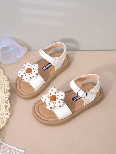 女童休闲凉鞋，适合幼儿、小童和大童的新款夏季时尚平底鞋，钩环沙滩鞋