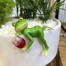 1 pièce Ornement décoratif à suspendre de grenouille de loisir, décoration de pot de fleurs, figurine ornementale, joli petit cadeau pour l'été
