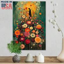 1pc Framed Canvas Wall Art 2D Flat Print Gustav Klimt-Style Painting Of A Garden Full Of Flo Wall Art For Living Room Bedroom Kitchen Decoration, Ready To Hang - khác - Xem 3