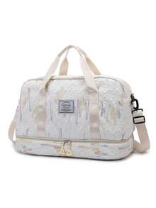 Fashionable & Cute Women Tote Bag With Separate Shoe Compartment, Lightweight Handheld Multi-Layer Pink 3D Lightning Bolt Travel Bag, Large Capacity Diagonal Crossbody Luggage Bag, Wet & Dry Separation Fitness Bag, Suitable For Suitcase, Outdoor, Storage, Colorful Student Schoolbag, Maternity Bag, Girlfriend Gift, Personalized Outdoor Bag, Men's Business Short-Trip Bag Bag For School School Accessories School Stuff - White - View 6