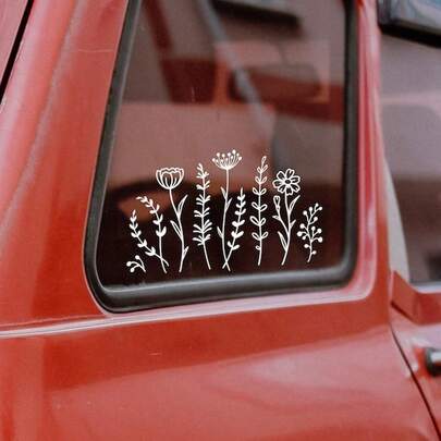 1pc Wildflowers Decal, Car Mirror Sticker, Removable Vinyl Decal For Car, Laptop, Water Bottle, Bumper Stickers, Gift For Girlfriend Plant Lover