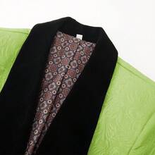 Mens 3 Piece Floral Tuxedo, Jacquard Slim Suit Set, Paisley Blazer Vest And Pants For Prom Wedding - 綠色 - 查看 6
