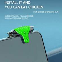 2pcs Green K-1 Game Assist Mechanical Press Linked Chicken Eating Device, Game Press Keys, No Battery Mechanical Keys For Android/IPhone Phones