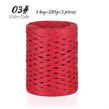 285g Raffia Yarn, Handmade DIY Knitting Bamboo Fiber Paper Yarn, Colored Bundling Ropes For Gift Box, Used For Making Summer Sun Hats, Slippers, Storage Baskets, Bags, Hanging Decorations And More. 1 Bag = 285g = 3 Pieces