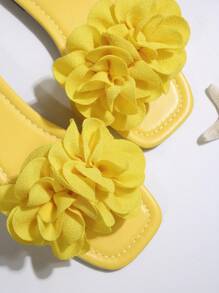 French Elegant & Soft Floral Slide Sandals For Women, Open Toe Strap, Suitable For Dating, Daily Wear, Home, Casual, Beach