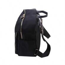 1Pc Women Fashion Backpack Large Capacity Casual Travel Backpack Ladies Bag New Student Schoolbag Backpack Unisex Bags Solid Color Pocket Zipper Backpack, Travel Daily Bag, Women's Casual School Backpack Small Backpack, Outdoor Casual Backpack With Plush Ball Pendant - Black - View 9