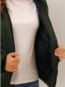 Women Winter Coats - Dark Green - View 4