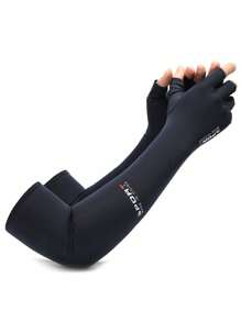 1 Pair Unisex Anti-UV Cooling Arm Sleeves With Half Finger Gloves, Summer Sunscreen Sweat Absorbing Arm Guards With Non-Slip Palm, Sun Protection Ice Sleeves For Men And Women, Outdoor Sports, Cycling, Driving, Ice Feeling Half Finger Touch Screen Sleeves, UV Resistant Arm Protection Gloves, Thin Long Arm Ice Sleeves
