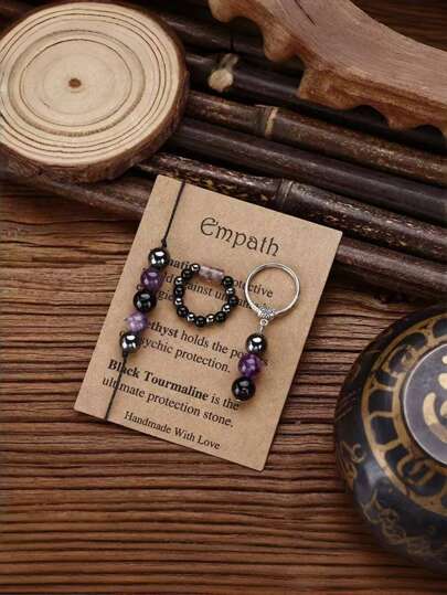 1 件水晶疗愈石手链，男女适用紫水晶手链，同理心保护手链