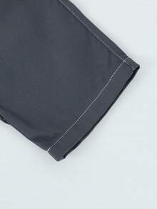 1 件青少年男孩复古休闲简约牛仔效果工装裤，适合春、夏、秋、冬