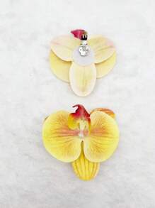 2pcs Colorful Lifelike 3D Orchid Flower Cluster Exaggerated Shoe Clips With Metal Clips, Removable Shoe/Clothing DIY Decorations