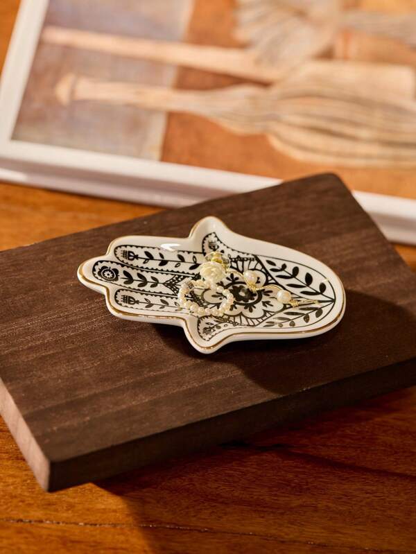 Cirelle 1 Peça Bandeja de Armazenamento de Joias em Forma de Mão de Cerâmica em Miniatura, Suporte de Exibição de Joias e Perfumes de Luxo, Armazenamento de Chaves para Sala de Estar, Escritório Doméstico, Presente do Dia das Mães, Presente de Inauguração da Casa, Decoração de B&B, Volta às Aulas