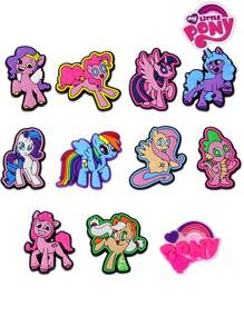 MY LITTLE PONY 1pc/12pcs My Little Pony Cute Cartoon Character Twilight Sparkle, Rainbow Dash, Pinkie Pie, Fluttershy Jelly Shoes, Shoe Flower & Shoe Charms