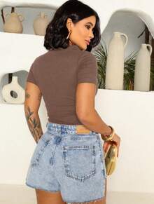 Women's Polo Work T-Shirt Short Sleeve Cotton - Rỉ Nâu - Xem 3