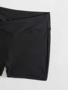 1pc Women Bikini Bottom, Ruched Sexy Butt Lifting High Waist Swimming Shorts, European-American Minimalist Style High Waisted Slimming Yoga Pants