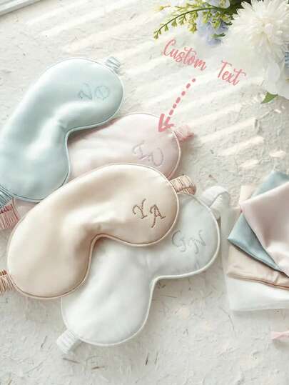 1pc Gem Abbreviation Eye Mask, Personalized Sleep Eye Mask, Bridesmaid Gift, Bridal Party Gift, Custom Wedding Gift Shiny Imitation Satin Eye Mask Set Wedding Gift - Suitable For Christmas, Valentine's Day, Thanksgiving - Perfect Gift For Family, Friends And Lovers - Perfect Wedding Gift