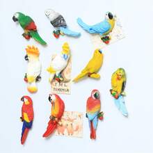 鹦鹉冰箱贴、逼真动物磁性贴纸、鸟类装饰、家居装饰、厨房装饰品、动物园礼品 - 彩色 - 查看 4