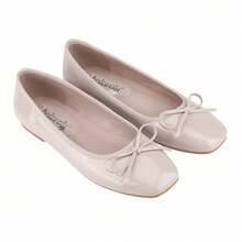 BELOVELY [PIANO-5] Women Ballet Flats Shoes Square Toe Bowknot Slip On Mary Jane Coquette Aesthetic - 米色 - 查看 1