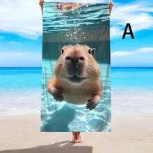 1pc Creative Printed Beach Towel, Soft Comfortable Lightweight Anti-Sand Beach Towel, Super Absorbent Beach Blanket, Suitable For Travel, Swimming, Diving, Surfing, Yoga, Camping, Sunbathing, Beach Accessories, Outdoor Travel Essential Gift