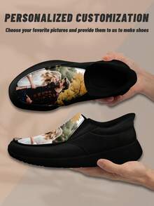 Custom Women's Loafers Casual Boat Shoes Walking Easy Slip On Sneakers For Women Fashion Flat Shoes Comfortable Leisure For All Season - Black - View 5