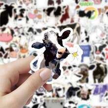 60 Peças Adesivos com Estampa de Vaca, Desenho Fofo de Vaca para Case de Celular, Laptop, iPad, Diário, Decoração de Copo de Bebida e Projetos DIY, Material Escolar, Volta às Aulas