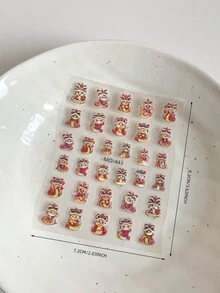 浮雕美甲贴纸 中国红喜庆风格指甲贴纸 美甲贴花 适合中式美甲搭配DIY配件 - 紅色 - 查看 15
