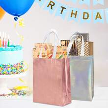 7.8 英寸 X 3.9 英寸 X 9.8 英寸可重复使用礼品袋，带手柄，适合生日、圣诞派对礼物，3/12 件 - 彩色 - 查看 4