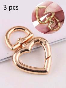 2pcs/3pcs Love Spring Ring Hardware Buckle, Bag Metal Round Buckle, Key Ring Bag Adjustable Hook, Open Ring, Heart-Shaped Ring Creative Decoration Zinc Alloy Key Chain, Metal Accessories Clip DIY Hardware Accessories Women's Clothing, Gold DIY Accessories Replacement Reusable Bag Accessories Handbag Gift School Circle Teacher Gift Back To School Packaging Gift Packaging! - Multicolor - View 4