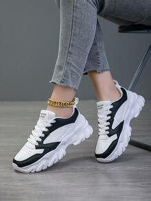 2025 New Women's Sports Shoes, Fashionable Women's Shoes, Lightweight And Breathable Shoes, Street Style Personalized Skateboard Shoes - Black and White - View 2