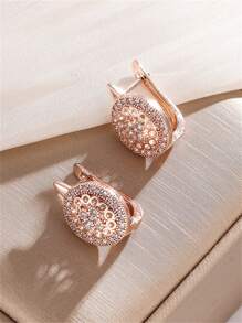 1 Pair Of New Creative, Simple, Fashionable, Highly Attractive, High-End And Elegant Hollowed-Out Artificial Zirconia Flower Earrings Accessories Fresh And Casual Light Luxury Exquisite Versatile Jewelry Earrings