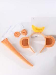 Faixa de Cabelo com Orelhas de Macaco Banana Fofa, Presilha de Cabelo em Formato de Macaco Cartoon, Lavagem Facial, Super Fofa e Engraçada, Acessório de Cabelo