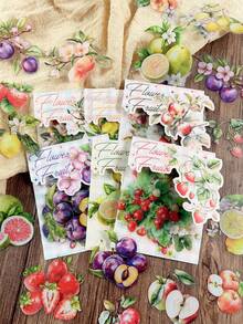 12 件/包植物和水果主题 PET 贴纸，用于制作卡片、剪贴簿、日记 DIY 装饰、计划贴纸、学校用品、返校 - 彩色 - 查看 12