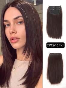 2pcs Clip-In Hair Extensions, Suitable For Thin Hair And Short Hair, Easily Adds Volume, Natural Black Color - Multicolor - View 13