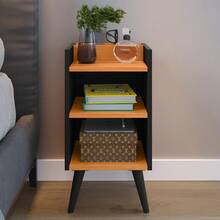 Kit With 2 Bedside Tables With Retro Legs And Compact Max Cell Phone Holder - Óxido marrón - Ver 2