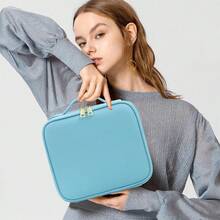 NetHong Large Makeup Bag With LED Mirror Vanity Case Beauty Box Make Up Travel Cosmetic Bag Holiday Essentials UK Back To School - Blue - View 5