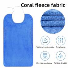1 Soft And Comfortable Adult Dining Apron, Made Of Coral Fleece, Good Water Absorption, Unisex Bib, Double-Sided, Suitable For The Elderly And Adults To Use When Eating And Washing Their Faces