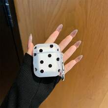 Apple Bluetooth Earphone Case Compatible With AirPods 1/2/3 & AirPods Pro/Pro2, Polka Dot Design, Semi-Transparent Matte Finish With Black Dots, Protective Case