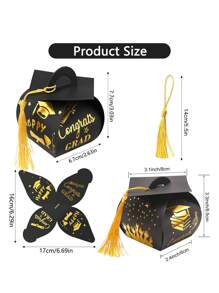 10/20pcs Graduation Cap Congrats Gift Boxes, Gold Tassel Packaging Boxes, Graduation Party Centerpiece Decor, Graduation Celebration Party Favors