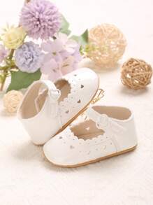 1 Pair Solid Color Soft Rubber Sole Princess Flats For Babies 0-1 Year Old, Spring/Autumn