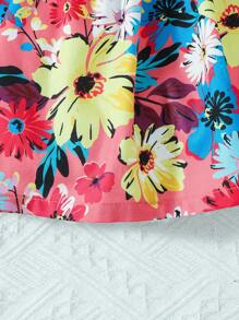 1buc rochie sling cu imprimeu floral pentru fetițe, cu pălărie, atmosferă de vacanță
