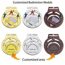 1pc Customized Sports Medal, 8 Sport Patterns To Choose From Including Basketball, Football, Table Tennis, Badminton, Volleyball, Swimming, Martial Arts, Running, Personalize The Back With Competition Details, Suitable For Sports Meets, Club Events, Competitions, And Gifts For Athletic Friends