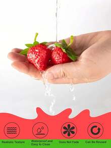 20个逼真塑料红色草莓装饰品，适用于家居、厨房、派对装饰、摄影道具 - 栩栩如生的仿真水果，四季皆宜的夏季装饰，适用于各种房间 - 逼真的草莓礼物，适合节日、生日、毕业典礼、仿真植物 - 紅色 - 查看 8
